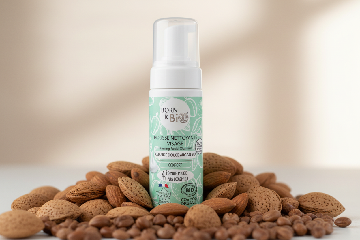 Mousse Nettoyante Visage Amande Douce Argan - Certifiée bio